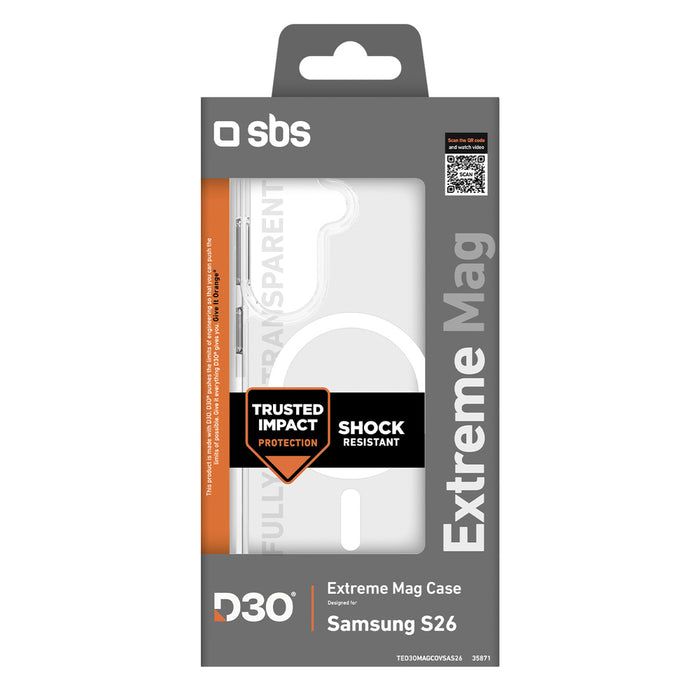 Калъф SBS Extreme D30 за Samsung Galaxy S26, съвместим с MagSafe - прозрачен