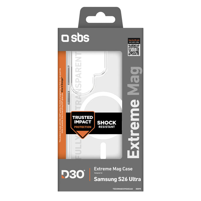 Калъф SBS Extreme D30 за Samsung Galaxy S26 Ultra, съвместим с MagSafe - прозрачен