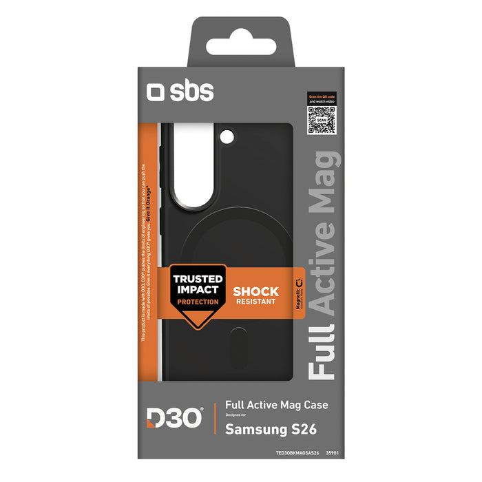 SBS Full Active Case D3O за Samsung Galaxy S26, съвместим с MagSafe - черен