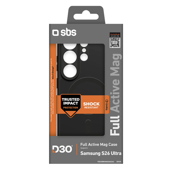 SBS Full Active Case D3O за Samsung Galaxy S26 Ultra, съвместим с MagSafe - черен