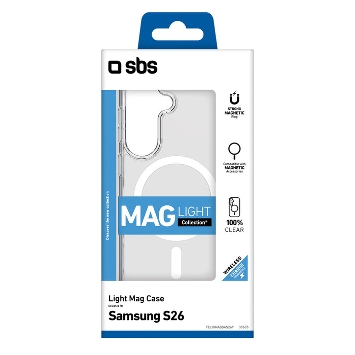 SBS Cover Light Mag Защитен калъф за Samsung Galaxy S26 Ultra, съвместим с MagSafe - прозрачен