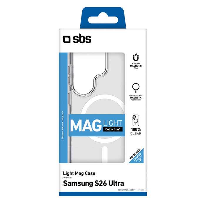 SBS Cover Light Mag Защитен калъф за Samsung Galaxy S26 Ultra, съвместим с MagSafe - прозрачен
