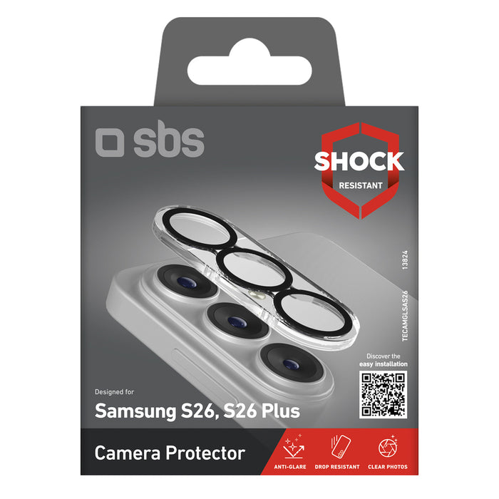 SBS защитно стъкло за задна камера за Samsung Galaxy S26 - с черна рамка