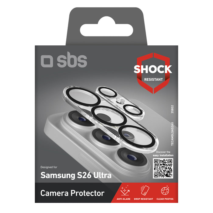 SBS защитно стъкло за задна камера за Samsung Galaxy S26 Ultra - с черна рамка