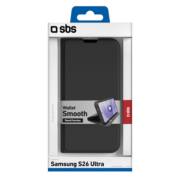 Калъф-портфейл SBS за Samsung Galaxy S26 Ultra с флип капак - черен