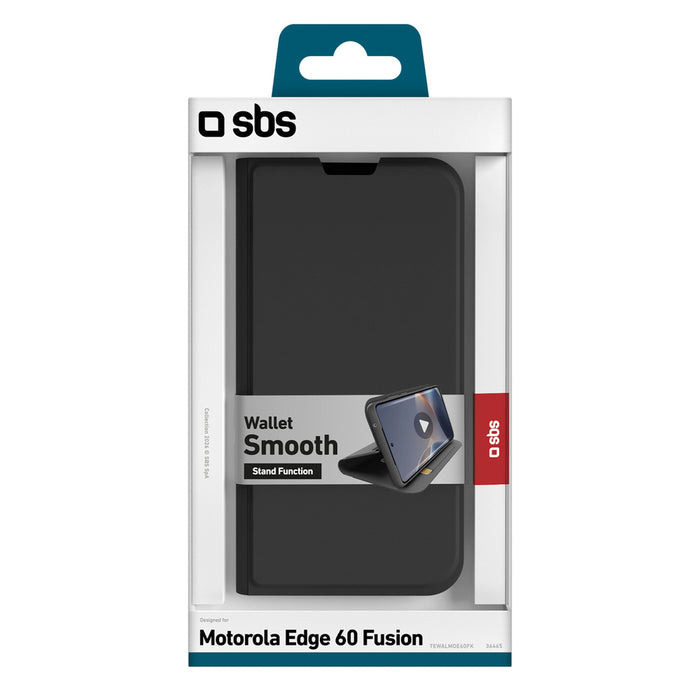 Калъф SBS Wallet Smooth за Motorola Edge 60 Fusion с капак - черен