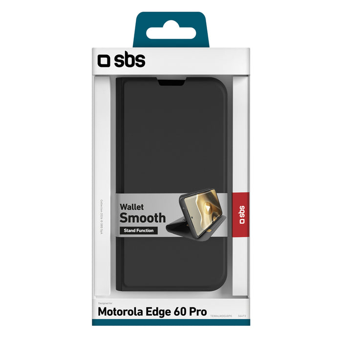 Калъф SBS Wallet Smooth за Motorola Edge 60 Pro с флип - черен