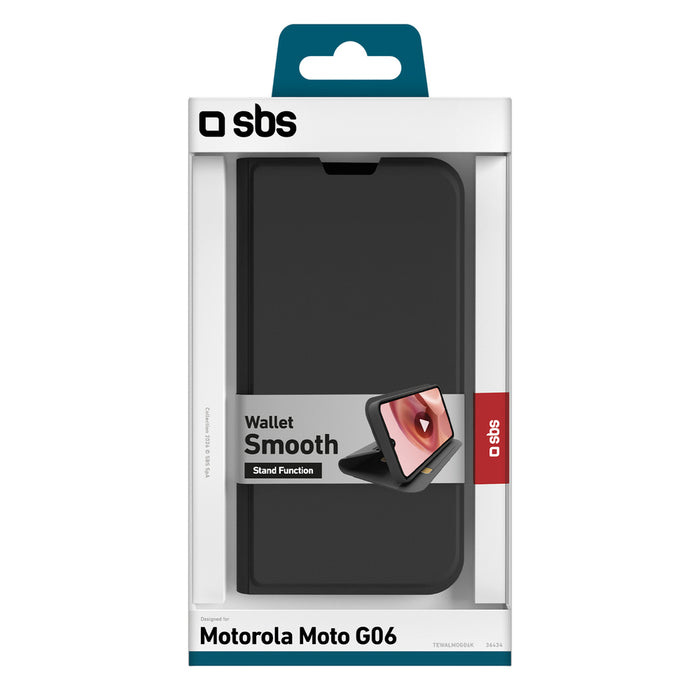 Калъф-портфейл SBS за Motorola Moto G06 с флип капак - черен