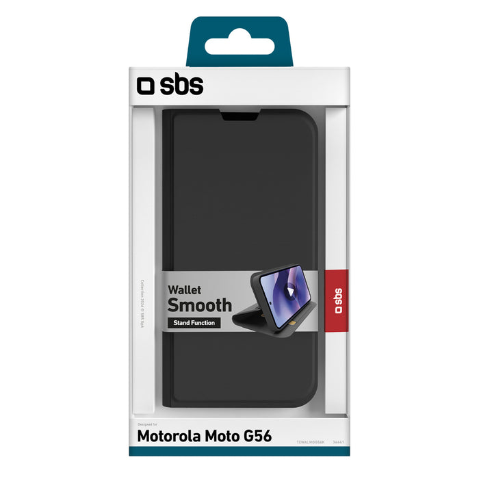 Калъф-портфейл SBS за Motorola Moto G56 с флип капак - черен