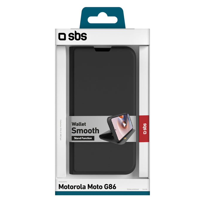 Калъф-портфейл SBS за Motorola Moto G86 с флип капак - черен