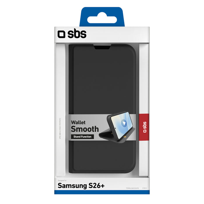 Калъф SBS Wallet Smooth за Samsung S26 Plus с флип - черен