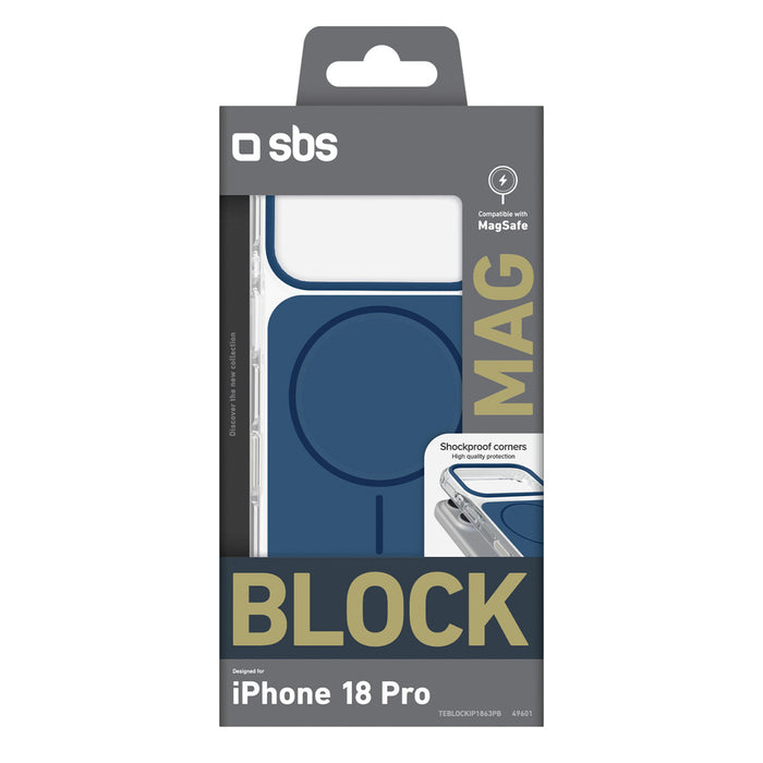 Калъф SBS Block за iPhone 18 Pro, съвместим с MagSafe - син