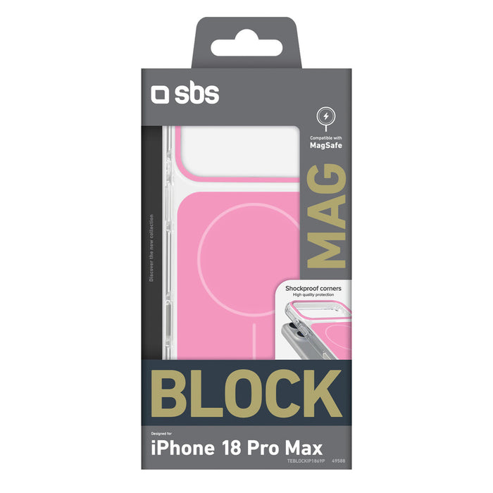 Калъф SBS Block за iPhone 18 Pro Max, съвместим с MagSafe - розов
