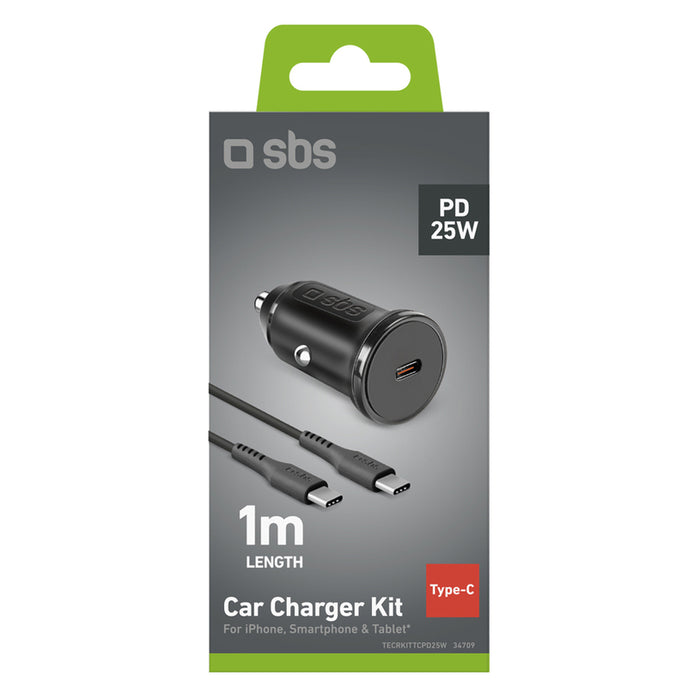 ЗАРЯДНО 12V SBS 25W PD USB-C+кабел 34709