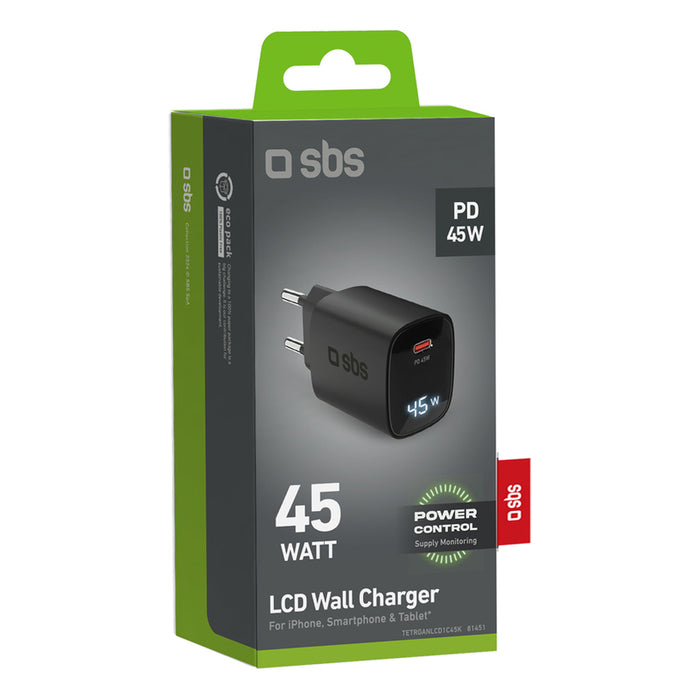 ЗАРЯДНО 220V SBS 45W PD USB-C 81451