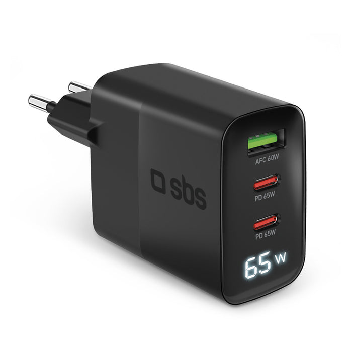 ЗАРЯДНО 220V SBS 65W PD 2xUSB-C+A 81468