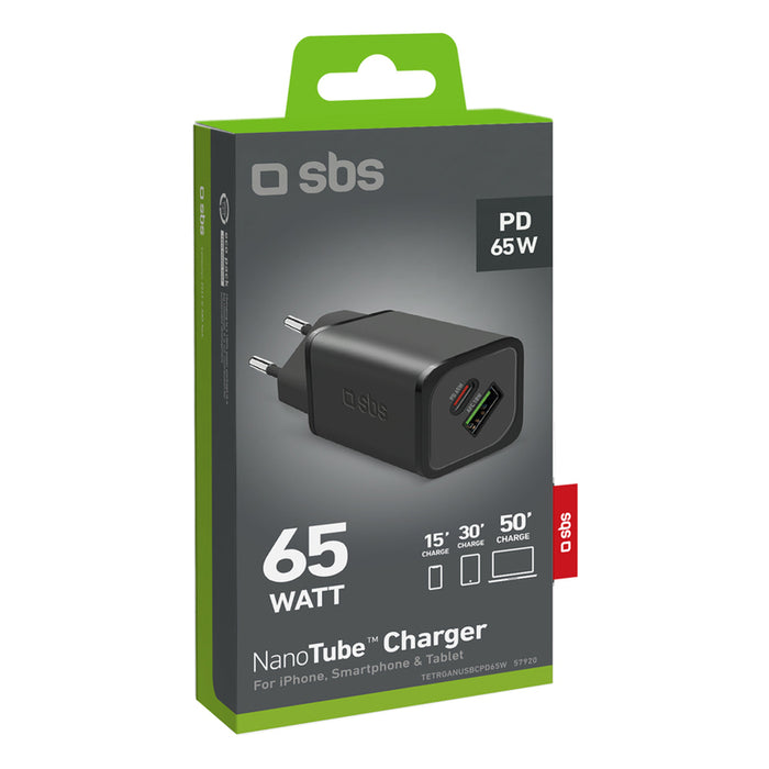 Зарядно устройство за лаптоп SBS 65W 220V PD GaN C+A 57920