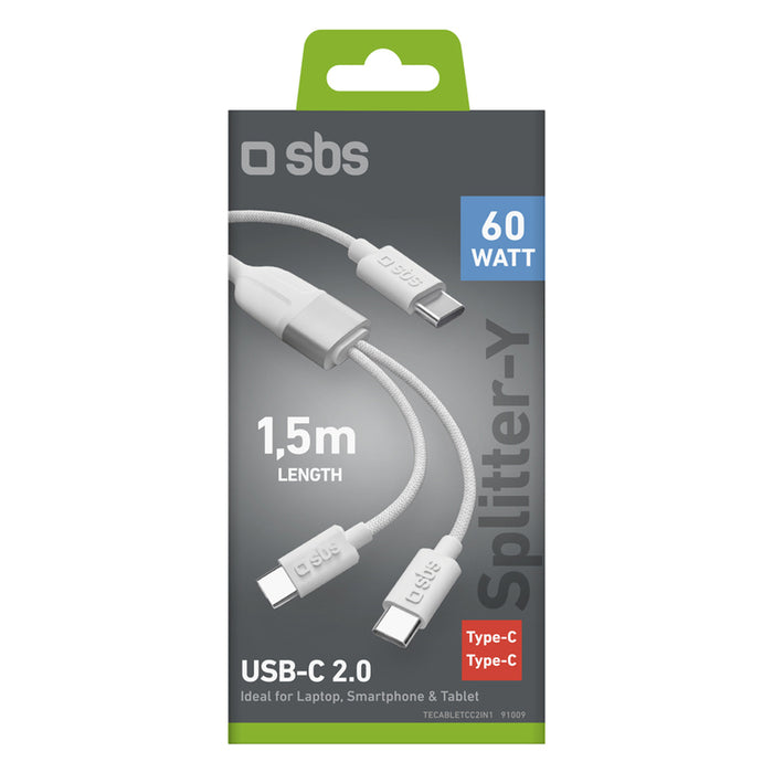 Кабел SBS USB-C 2.0 DUO 60W 1.5M 91009