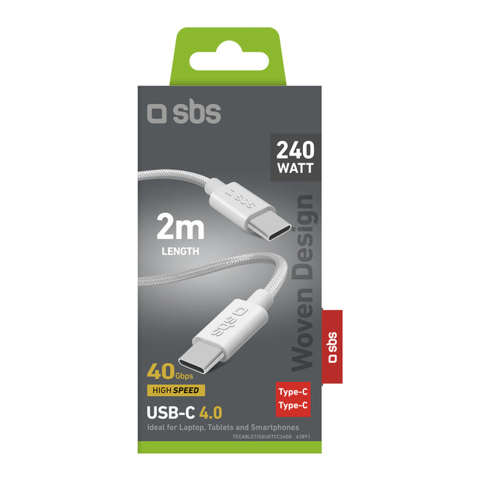 Кабел SBS USB-C 4.0 240W 1M 75306 WHITE
