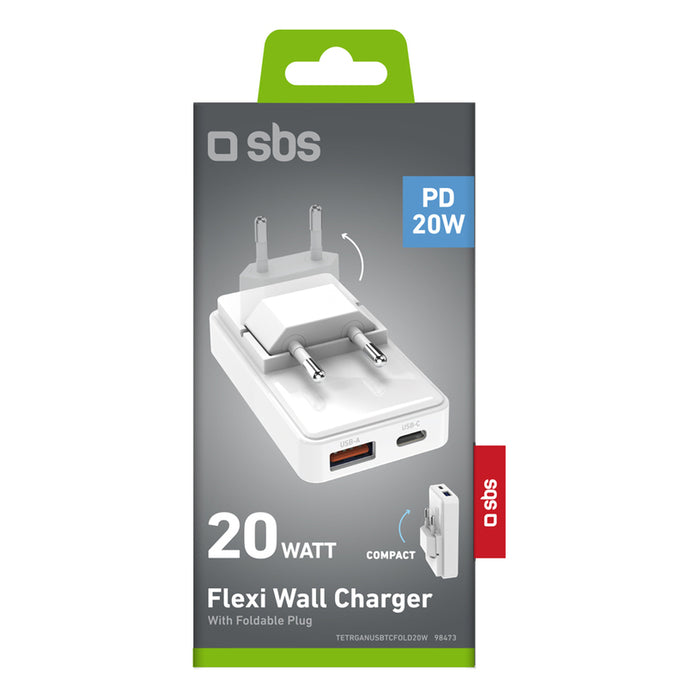 ЗАРЯДНО 220V SBS 20W PD USB-C+A Fo 98473