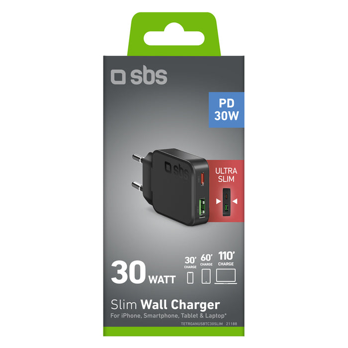 ЗАРЯДНО 220V SBS 30W PD USB-C+A 21188