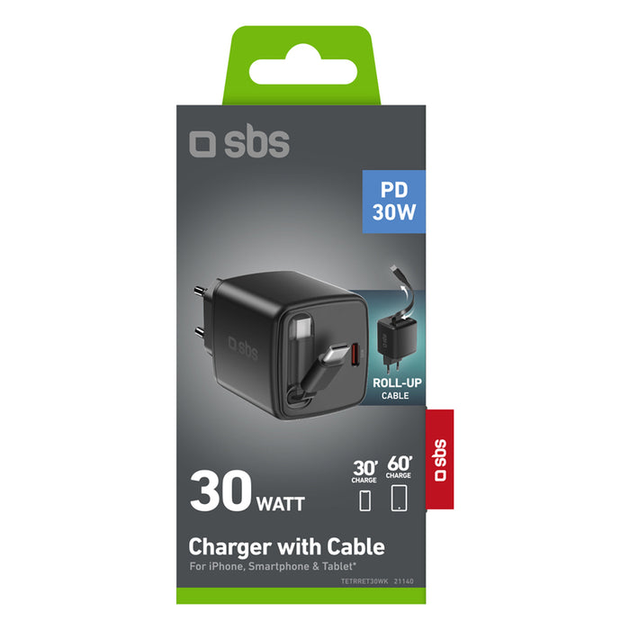 ЗАРЯДНО 220V SBS 30W PD USB-C ROLL 21140