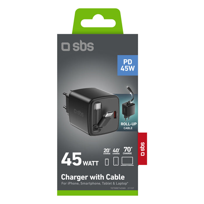 ЗАРЯДНО 220V SBS 45W PD USB-C ROLL 21157