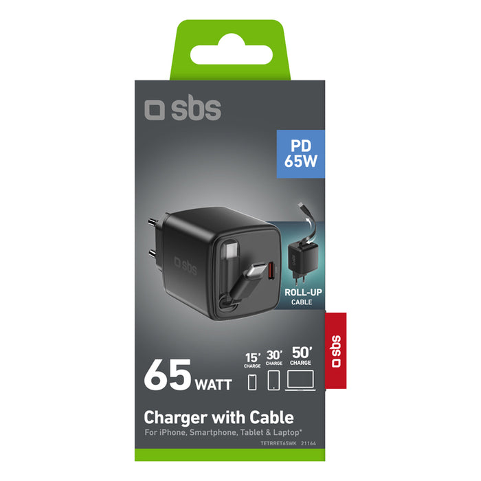 ЗАРЯДНО 220V SBS 65W PD USB-C ROLL 21164