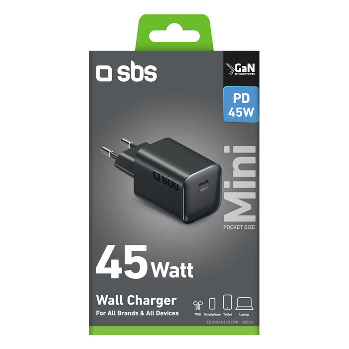 ЗАРЯДНО 220V SBS 45W PD USB-C 35024 GSM, Tablet, Notebook