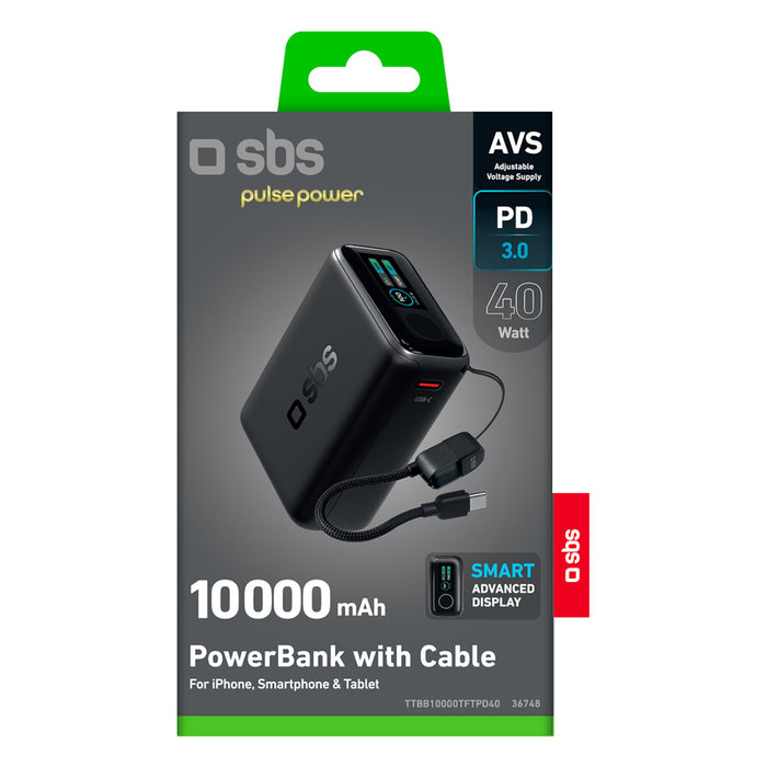 ВЪНШНА БАТЕРИЯ SBS 10000 mAh 40W LCD Black 36748