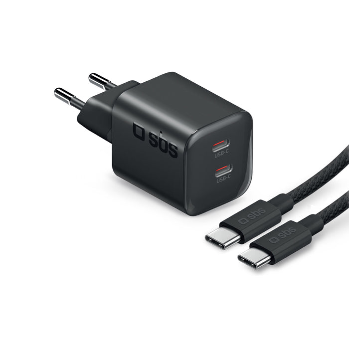 Зарядно устройство за лаптоп SBS 220V 65W PD GaN 1xUSB-C 41247 Black USB-C Cable 2 m