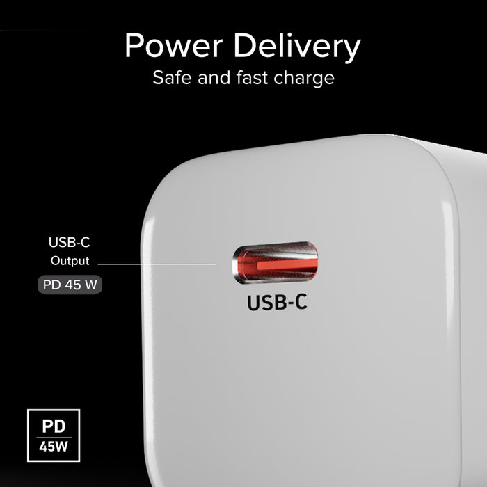 ЗАРЯДНО 220V SBS 45W PD USB-C WH 35017 GSM, Tablet, Notebook