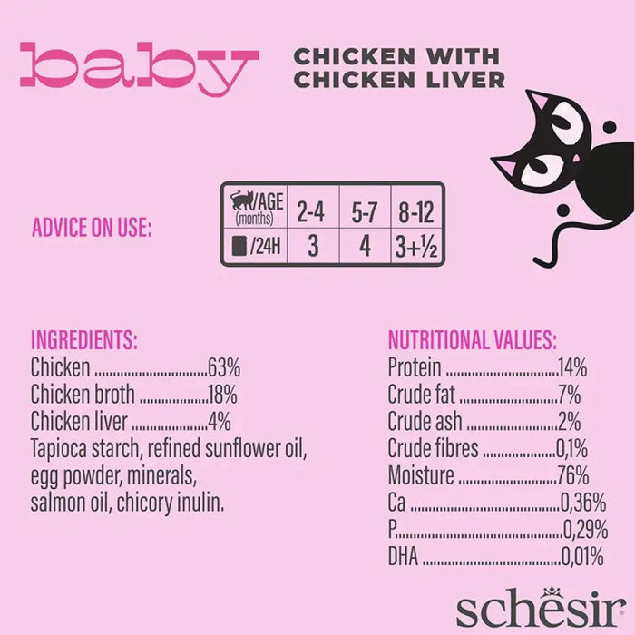 SCHESIR Baby Chicken с черен дроб в бульон - мокра храна