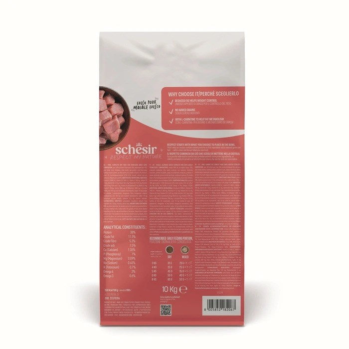 SCHESIR Animal Mono Protein Formula Стерилизирана свинска шунка – суха храна за котки – 10 кг