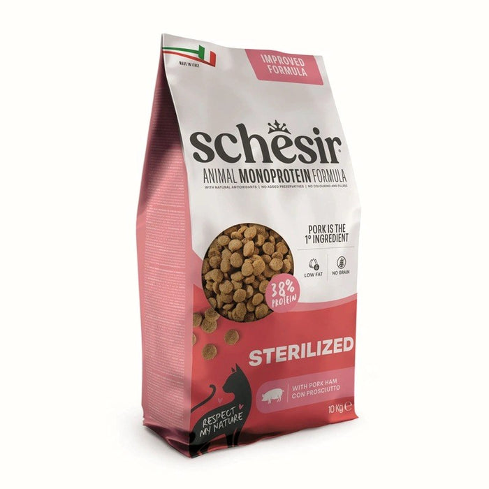 SCHESIR Animal Mono Protein Formula Стерилизирана свинска шунка – суха храна за котки – 10 кг