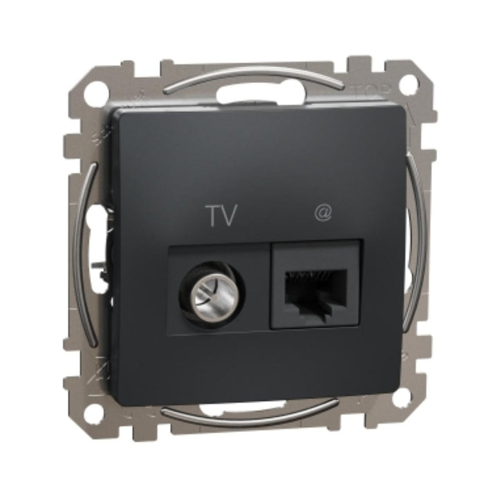 РОЗЕТКА TV+RJ45 CAT.6 UTP АНТРАЦИТ SEDNA