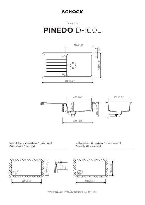 ГРАНИТНА МИВКА SCHOCK PINEDO D100L ONYX