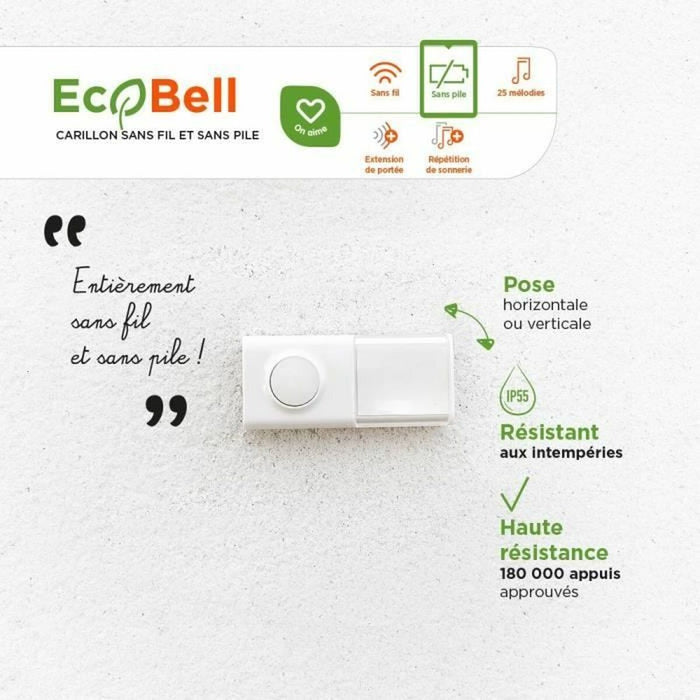 Безжичен Звънец за Врата с Бутон SCS SENTINEL EcoBell 100 100 m