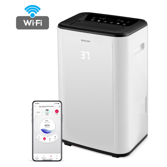 ОБЕЗВЛАЖНИТЕЛ SENCOR SDH 3028WH 6.00 L, WI-FI УПРАВЛЕНИЕ, 30 L/24H, 41.00 dB(A)