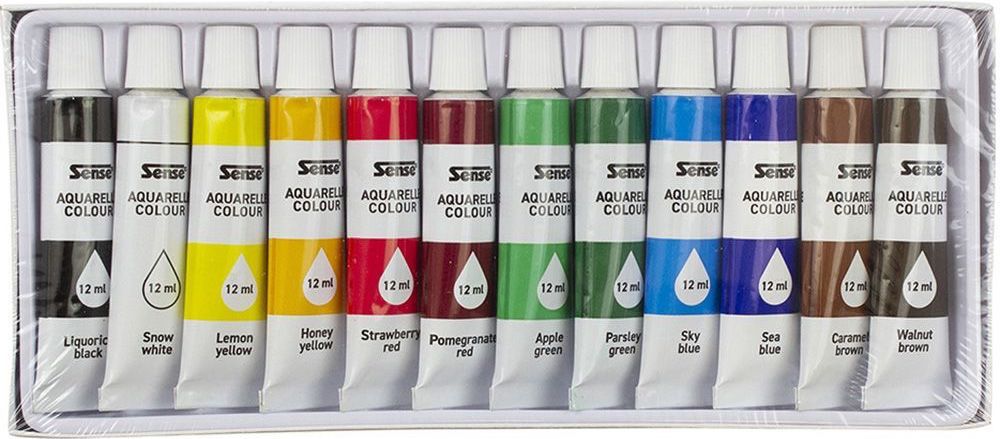 Акварелни бои Sense - 12 цвята, 12 ml