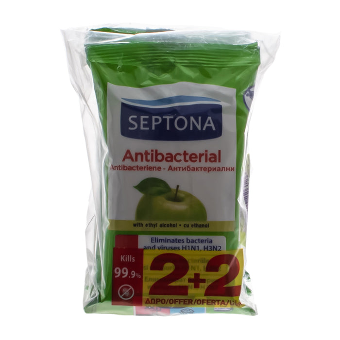 АНТИБАКТЕРИАЛНИ ВЛАЖНИ КЪРПИ 2+2 GREEN APPLE SEPTONA