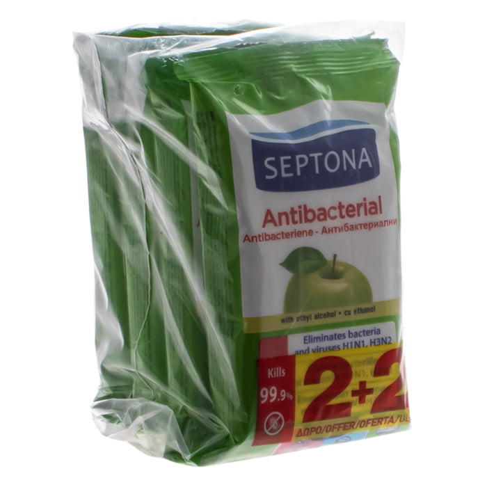 АНТИБАКТЕРИАЛНИ ВЛАЖНИ КЪРПИ 2+2 GREEN APPLE SEPTONA