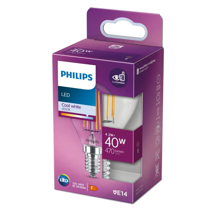Сферична LED крушка за лампа Philips Equivalent E14 40 W F