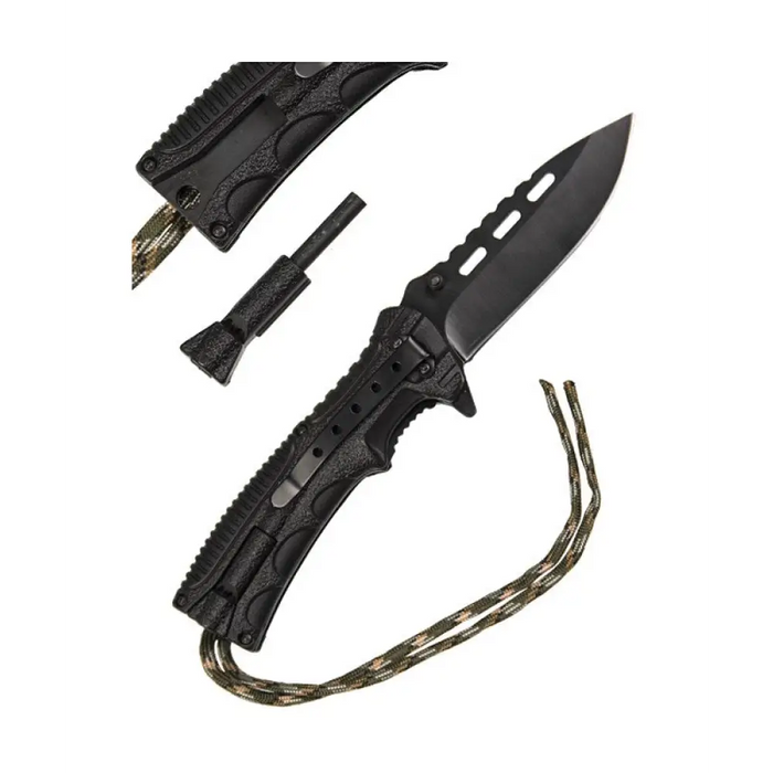 Сгъваем нож Mil-Tec Paracord с кремъчен ключ - Camo