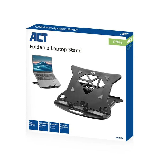 Сгъваема лека поставка за лаптоп ACT AC8150 7 позиции Черен