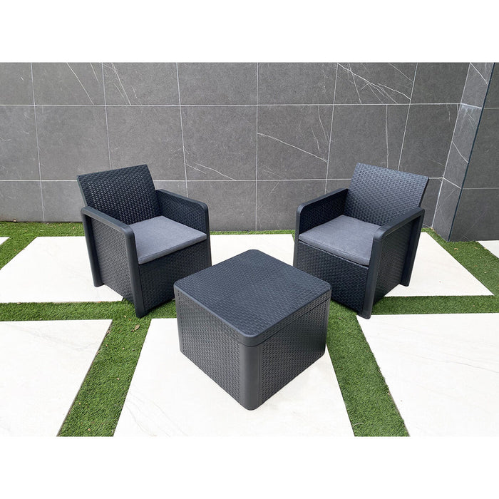 Комплект от Маса и 2 Кресла Shaf Антрацит 57 X 57 X 42 CM (3 Части)
