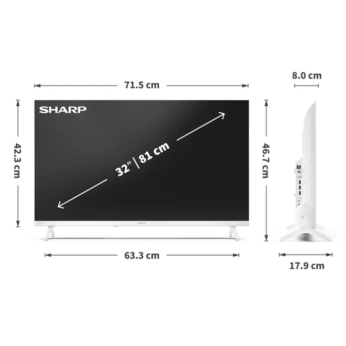 Телевизор Sharp 32HF2265EW , 1366x768 HD Ready , 32 inch, 80 см, Android , LED , Smart TV