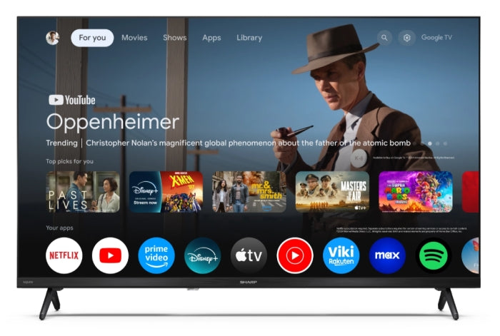 Sharp 32HF3265E, 32" QLED Google TV, HD 1366x768 без рамка, 1 000 000:1, DVB-T/T2/C/S/S2, HDR10, 2x8W високоговорителя, Dolby Digital, Google Cast, 3xHDMI (ARC/CEC), CI+, 3.5mm жак за слушалки / линеен изход, RJ 45, 2xUSB, Wi-Fi, Bluetooth, Mini Composite