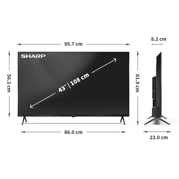 Телевизор Sharp 43HL4765E , 108 см, 3840x2160 UHD-4K , 43 inch, Android , LED , Smart TV