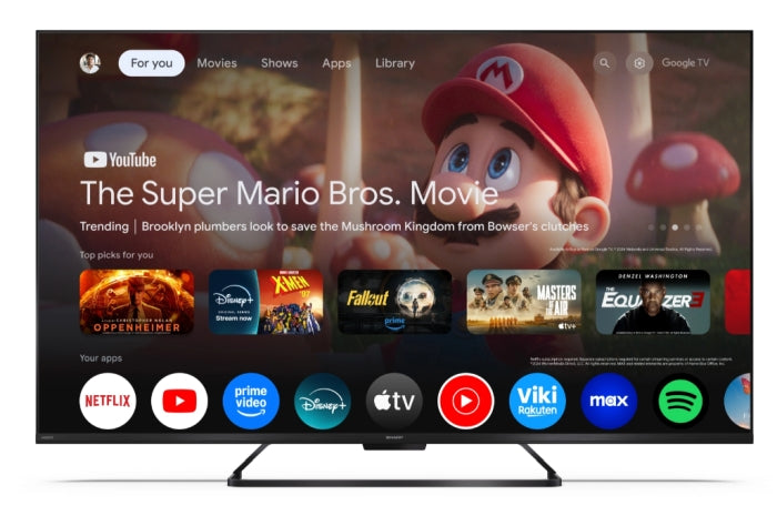 Sharp 50HR7265E, 50" QLED GOOGLE телевизор, 4K 144Hz Quantum Dot 3840x2160 без рамка, AQUOS AI, DVB-T/T2/C/S/S2, Active Motion 1400, HDR10, Dolby Atmos, Dolby Vision, DTS:X, Google Assistant, HDMI eARC, Mini Composite/CVBS + аудио вход, USB, Wi-Fi, Blueto